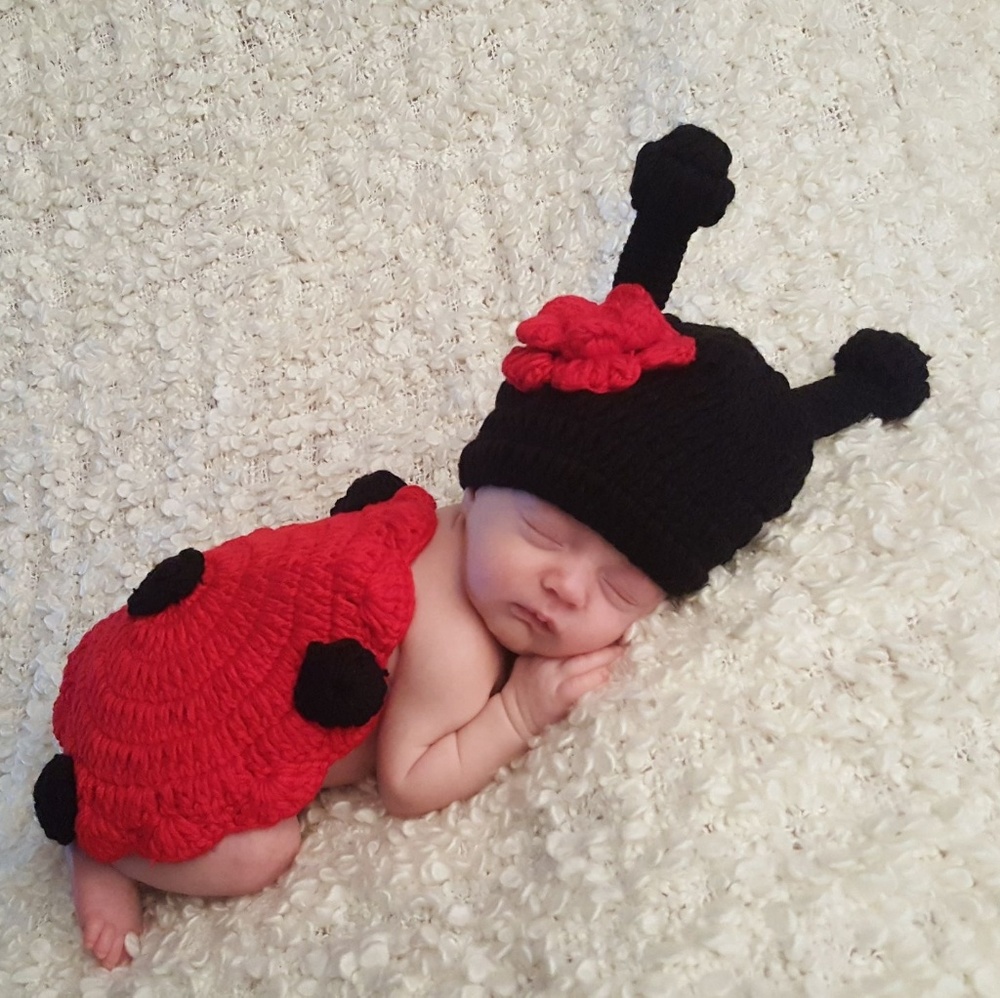 Ladybug Newborn photo session- baby girl